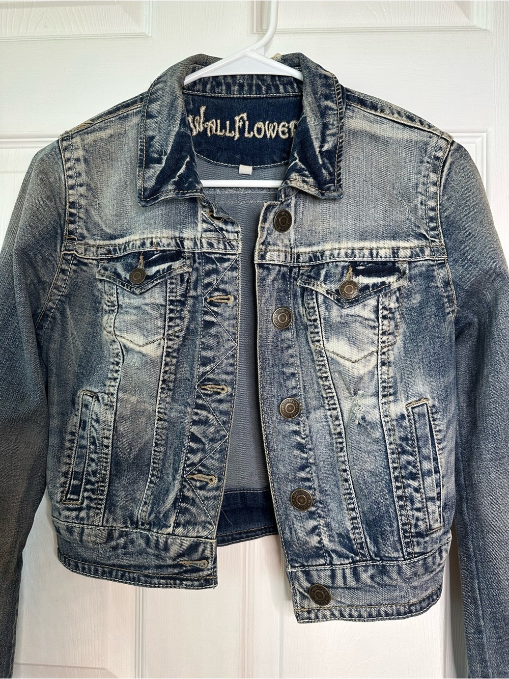 Distressed Light Blue Washed Denim Jacket